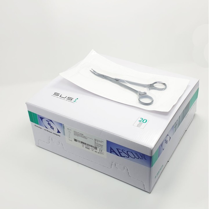 Aesculap SUSI BIRKETT Hemostatic Forceps, curved, 185 mm, sterile
