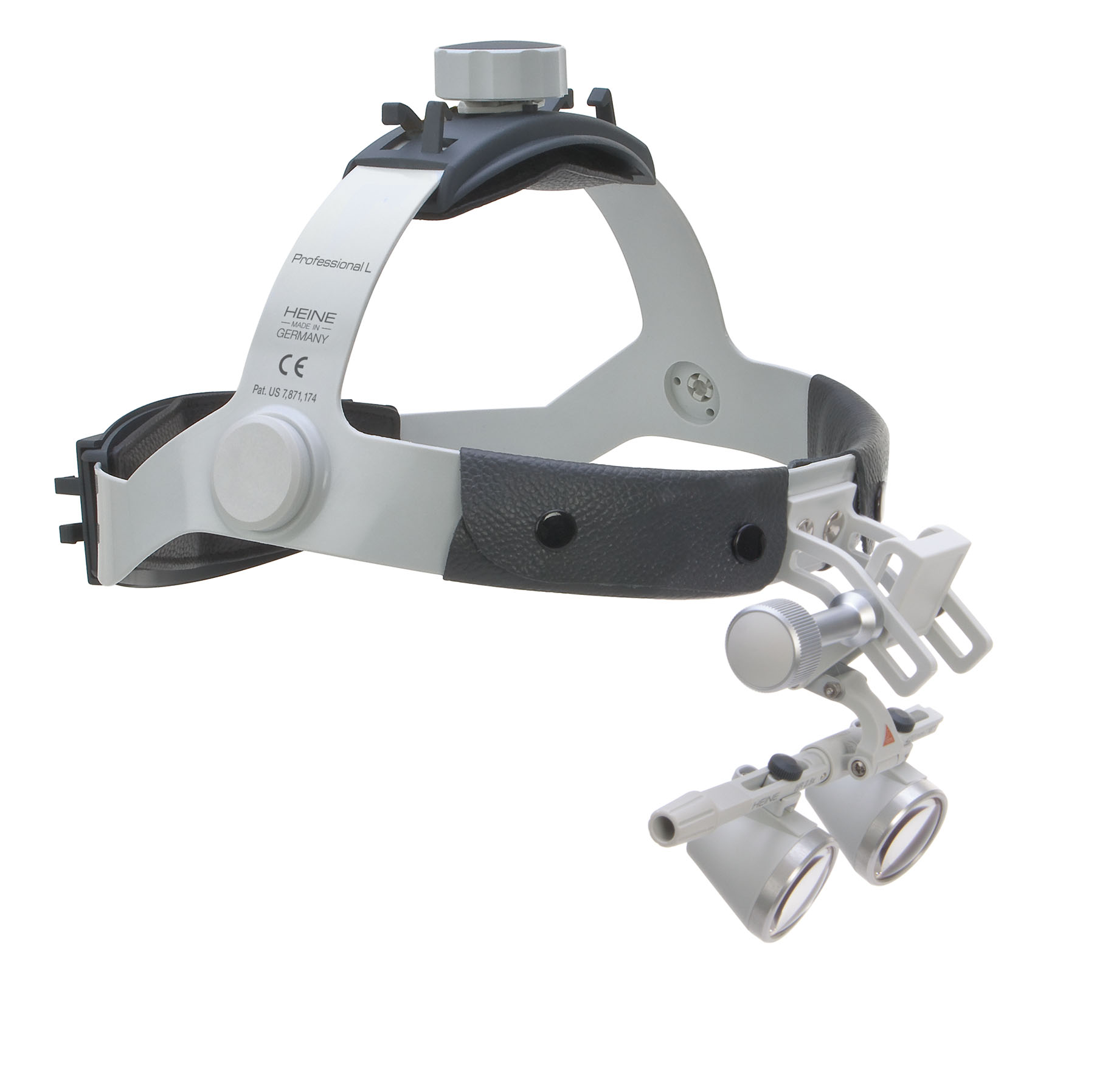 HEINE HR 2.5x loupes on Professional L headband without S-GUARD